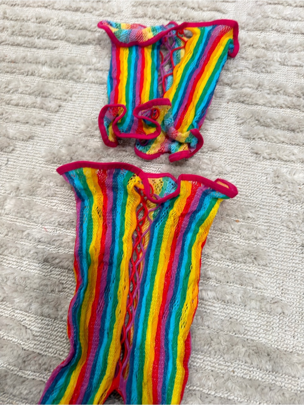 New Rainbow Lace-Up One-Piece Swimsuit - Bright Multicolor